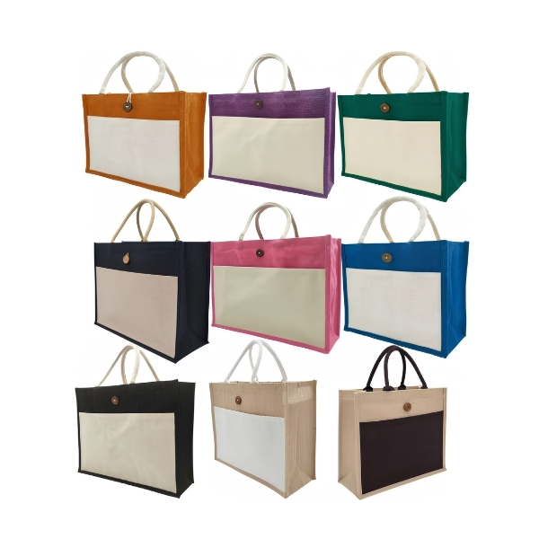 Jute Cnavas Bags with Button Colors